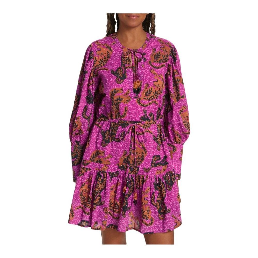 Farm Rio Pink Wild Leopards Minidress Size Large NWT - Picture 2 of 10